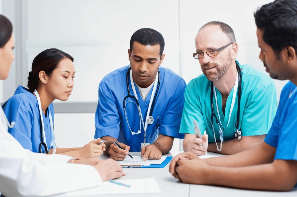 Healthcare professionals in a meeting
